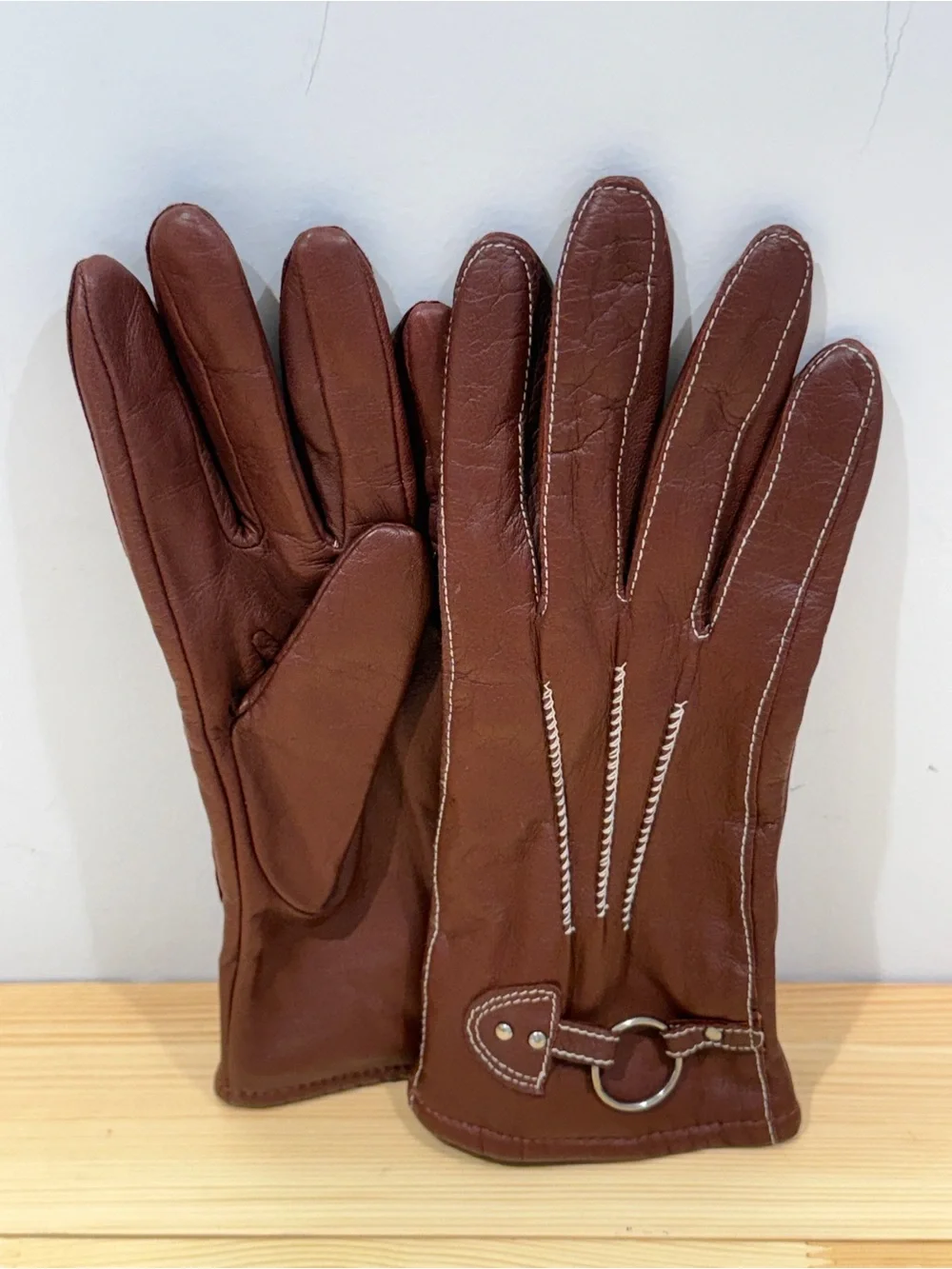 Nordstrom Leather Equestrian Driving Gloves - Burgundy Oxblood Lined